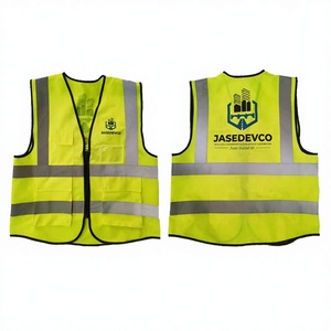 Chaleco de Trabajo Reflectante Fluorescente de Alta Visibilidad Personalizado ANSSI con Bolsillos para Hombre, de Poliéster, para Construcción, Seguridad Vial - Product Image 1