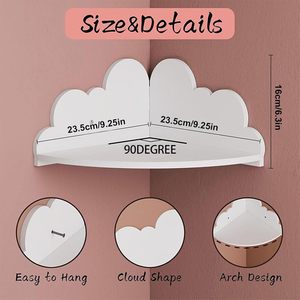 Étagères d'angle flottantes Cloud - Ensemble de 3 étagères pour chambre d'enfant, étagère murale en bois pour jouets, plantes et <span class=keywords><strong>rangement</strong></span> - Product Image 3
