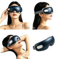 Masseur oculaire pliable en PU avec compresse chauffante et 7 modes de vibration, électrique, rechargeable par USB Type-C, pour favoriser le sommeil