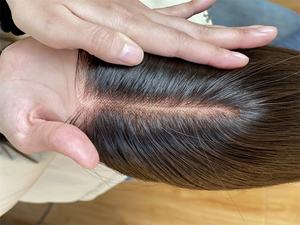 Véritable recherche 2024 nouveau 5*5 dentelle avant 8*8 femmes Toppers cuir chevelu cheveux humains Mini perruque vague naturelle avec noeud blanchi - Product Image 6