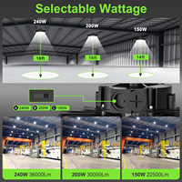 Lampe LED industrielle UFO pour atelier et entrepôt, 36000LM, 277-480AC, 3 Watts, cordon de 5 pieds, avec détecteur de mouvement, certifiée UL