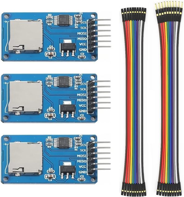 Micro SD TF Card Adapter Reader Module with Logic Level Chip 3.3V 5V 6 Pin SPI Interface Compatible Raspberry Pi ESP32 Repeater