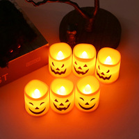 Lampe bougie électronique LED en plastique pour Halloween, chandelier fantôme, lumière citrouille, décoration d'ambiance effrayante, cadeaux de fête