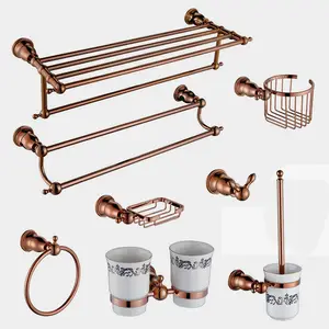 Stainless Steel Metal Rose Gold Bathroom Accessories Set