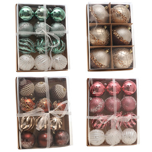 Pink Green Sparkling <b>Glitter</b> Christmas Ball Ornaments Hanging Xmas Shatterproof Plastic Balls 12Pcs Christmas Ball Ornaments Set - Product Image 5
