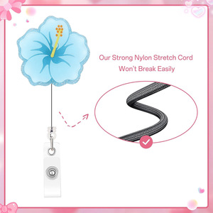 Heavy-duty <b>ID</b> card <b>holder</b> with five-petal flower design, fun and shiny, retractable, suitable for school use, anti-loss and - Product Image 2