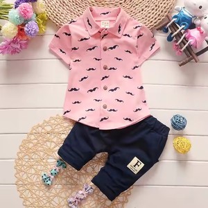 Completo Estivo per Bambini: <span class=keywords><strong>Camicia</strong></span> a Maniche Corte con Stampa <span class=keywords><strong>Barba</strong></span> e Colletto, Abito Casual per Neonati - Product Image 4