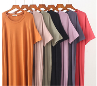 Robe grande taille pour femmes de couleur unie Robe chemise ample à col rond pour femmes
