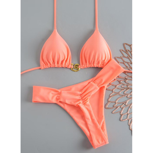 Nuovo Bikini Sexy Arancione 2026 con Laccetti Laterali per Spiaggia e Spa, Costume <span class=keywords><strong>da</strong></span> Bagno Brasiliano Sexy a <span class=keywords><strong>Perizoma</strong></span> - Product Image 2