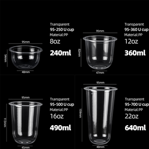 Vasos de Plástico Desechables en Forma de U de 12oz de Fábrica China para Helado Bebida Fría Boba y Postre <span class=keywords><strong>con</strong></span> <span class=keywords><strong>Tapa</strong></span> Venta al por Mayor - Product Image 4