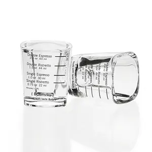 BCnmviku Espresso Shot Glasses Measuring Cup Liquid Heavy Glass for Baristas 2OZ 6OML for Single Shot of Ristrettos