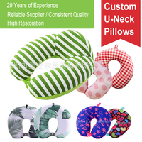 Oreiller de voyage en forme de U, doux et confortable, avec housse lavable, motif et logo personnalisés, emballage sur mesure.
