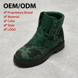 Bottes tendance vert foncé 2026, motif <span class=keywords><strong>forêt</strong></span> esthétique, design à rabat et velcro, chaussures de marche à plateforme, baskets urbaines affirmées US - Product Image 1