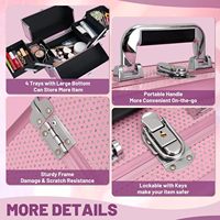 Trousse de Maquillage de Voyage avec Support pour Pinceaux, Miroir LED Magnétique, Valise Cosmétique avec Serrure à Clé