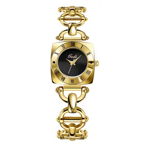 Relógio de pulseira de cobre completo de luxo em liga leve retrô requintado relógio de quartzo feminino atacado