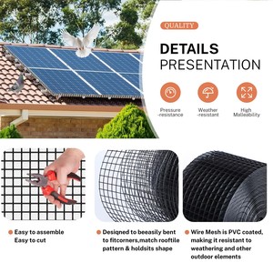 Black PVC Coated Welded Iron Wire <b>Mesh</b> Square Opening Construction Hardware Cloth for Garden Fence and Bird Protection - Product Image 3