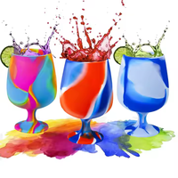 Tasse à vin en silicone ODM/OEM de 9oz, gobelet en verre de silicone coloré, tasse de fête créative unique/anniversaire, verre à vin en plastique personnalisé
