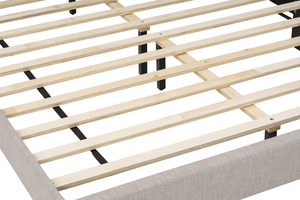 Chic Grey Fabric SANCILLO Queen Bed Frame Minimalist Upholstered Headboard for Contemporary Master Bedroom Comfort and Style - Product Image 5