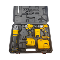 Kit d'outils sans fil 21V avec batterie au lithium sans balais : perceuse électrique sans fil et clé électrique dans un coffret à outils rigide