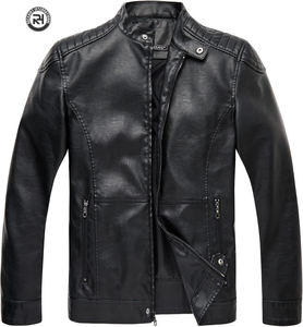 Chaqueta Bomber de Cuero para Hombre, Estilo Urbano, Primavera 2025, Diseño Sólido, Impermeable, Cortavientos, Forro de Algodón en la Parte Delantera - Product Image 2