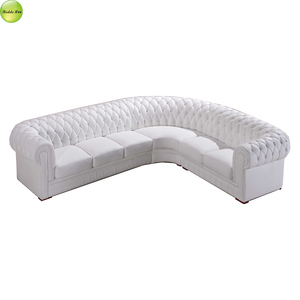 Espacioso Sofá Chesterfield de Cuero con Botones Decorativos en Forma de L para Sala de Estar/Hotel/Oficina/Apartamento - Product Image 1