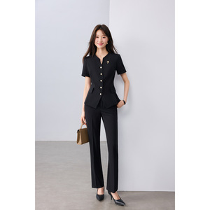 Women's Lightweight Summer Suit Set Short Sleeve Breathable Worsted Office Lady Commuting <b>Work</b> Wear - Product Image 3