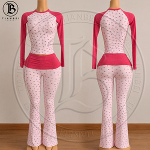 Set Due Pezzi Autunnale con Stampa Ghepardo <span class=keywords><strong>per</strong></span> Donne, Logo Personalizzato, Alta Qualità, <span class=keywords><strong>Camicie</strong></span> a Maniche Lunghe in Cotone e Pantaloni Leggings, Completo Loungewear <span class=keywords><strong>per</strong></span> Donne - Product Image 2