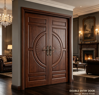 Porte d'entrée extérieure en bois massif délicat avec isolation phonique pour maison, villa, hôtel et centre commercial - Design européen