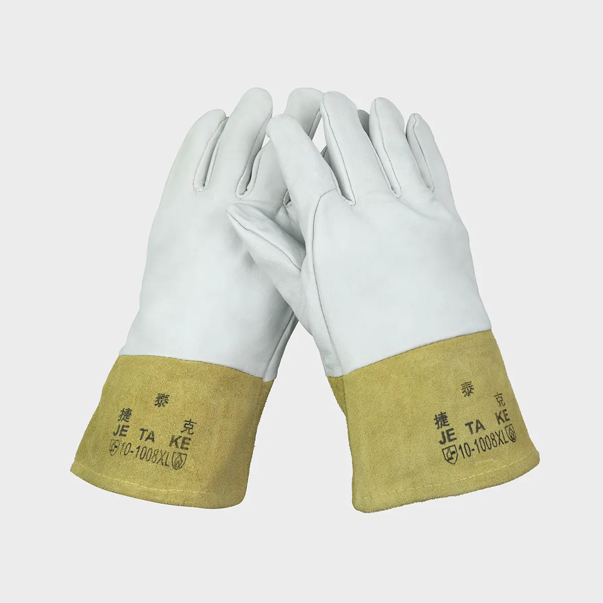 Guantes de soldadura de alta resistencia para jardinería y trabajo de cuero de vaca dividido de puño largo