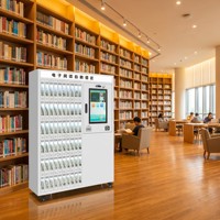 Kiosque de recharge en libre-service HAUMR RemoteLocker avec écran tactile, recharge rapide multi-appareils en libre-service 24h/24 et 7j/7 pour bibliothèque