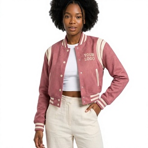 Custom Cropped Varsity <b>Jacket</b> <b>Women</b> Vintage Letterman <b>Bomber</b> <b>Jacket</b> Wool Sleeves College Baseball <b>Jacket</b> 2026 - Product Image 2