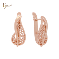 Boucles d'oreilles clipsables FJ Fallon Fashion Jewelry, minimalistes, en filigrane, plaquées or rose, base en laiton