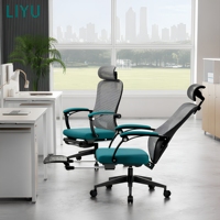 Chaise de bureau ergonomique contemporaine en maille à dossier haut avec appui-tête fixe pivotant pour usage professionnel et atelier