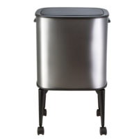 Poubelle de cuisine moderne sur pied avec grand seau de rangement rectangulaire en métal avec capteur et roues