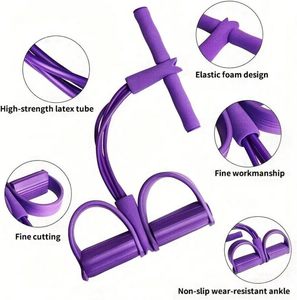 <b>Tube</b> Pedal Ankle Pullers Upgrade Exercise Equipment Foot Pedal <b>Resistance</b> Bands Handle Women Men Natural Latex Tension Ropes - Product Image 4