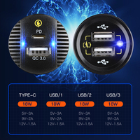 Adaptateur de voiture en gros, charge rapide, port Type-C pour iPhone, chargeur USB de voiture 18W*4 9V2A