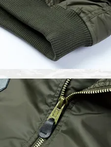 폭격기 재킷 OEM 맞춤형 디자인 올리브 그린 MA 1 팔 포켓 남성 나일론 폭격기 재킷
