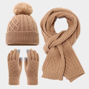 <span class=keywords><strong>Ensemble</strong></span> trois pièces tendance pour <span class=keywords><strong>femme</strong></span> : <span class=keywords><strong>bonnet</strong></span>, écharpe et gants - <span class=keywords><strong>Bonnet</strong></span> en laine tricoté doublé polaire chaud avec cache-oreilles pour le cyclisme en extérieur en hiver - Product Image 6