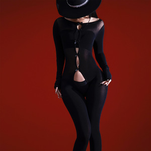 Sexy Bow Tie Open Crotch Bodysuit Women Velvet Full Body Shapewear Solid Color Medium Thickness Lingerie Costume - Product Image 3