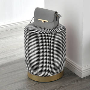Tabouret <span class=keywords><strong>à</strong></span> chaussures rond en tissu de luxe nordique pour chambre <span class=keywords><strong>à</strong></span> coucher et coiffeuse, design moderne, petite taille - Product Image 3