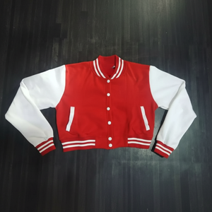 แจ็คเก็ตวาร์ซิตี้วินเทจแบบปรับแต่งได้ ผ้าขนสัตว์ 100% แบบกลับด้านได้ ไซส์ XS ปักลาย 3 มิติ กระดุมเดนิม สำหรับฤดูหนาว บริการ OEM มีให้บริการ - Product Image 1