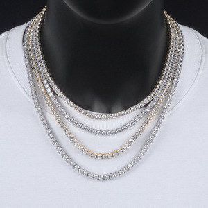 NUOYA High Quality Hiphop Jewelry 2mm 3mm 4mm 5mm VVS Moissanite Diamond Silver Plated Brass <strong>Tennis</strong> Chain <strong>Necklace</strong> for <strong>Men</strong> Women - Product Image 4