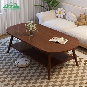 <span class=keywords><strong>Mesa</strong></span> de Centro Ovalada de Madera Maciza Wayon <span class=keywords><strong>con</strong></span> <span class=keywords><strong>Estante</strong></span> Inferior de Almacenamiento, Ideal para Guardar Libros, Computadoras Portátiles y Artículos de Decoración para el Hogar - Product Image 2