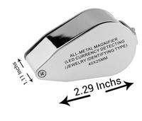 NO.9890 40X 25mm Mini Folding Diamond Loupe , Led Currency Detecting Magnifying Glass