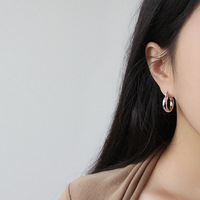 925 en Argent Sterling Cercle Rond Femmes Hoop Boucles D'oreilles pour Femmes Or/Argent Couleur Boucles D'oreilles Bijoux Cadeaux