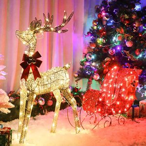 Lampe de Noël motif renne et traîneau blanc chaud, étanche, pour jardin, décorations et ornements lumineux pour arbre de Noël - Product Image 5