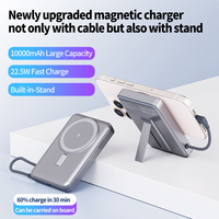 Dernière batterie externe magnétique sans fil 10000 mAh, chargeur rapide 22,5 W avec câble, pack de batterie magnétique avec support pour tous les téléphones