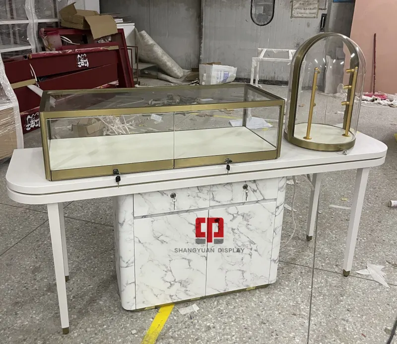 Shenzhen personalizzato modello di marmo combinazione Cabinet con Design di gioielli di moda vetrina espositore gioielli