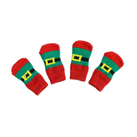 Chaussettes antidérapantes en polyester pour Noël, résistantes à la saleté, avec motifs de pattes de dessins animés, pour chiots et chats
