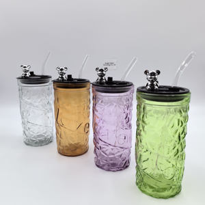 Nueva Taza de Agua de Vidrio KZR con Diseño de Oso Adorable de 350 ml, Tazas Modernas de Alta Calidad para Beber Café con Tapas Bonitas y Pajita - Product Image 4